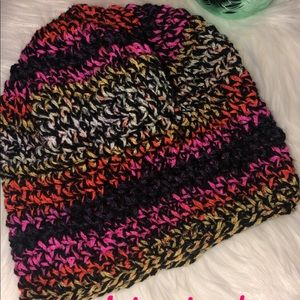 Adult crochet rainbow Beenie super stretchy !!